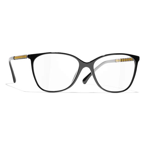 CHANEL Eyeglasses: Square Eyeglasses, metal & calfskin — 